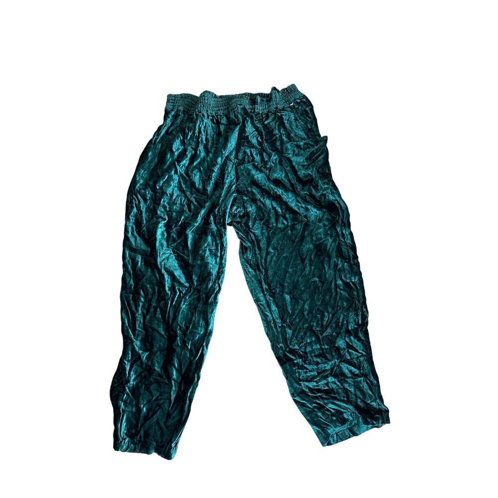 Vintage Ravia Teal Crushed Velvet Pants USA Y2K
